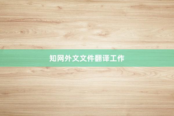 知网外文文件翻译工作