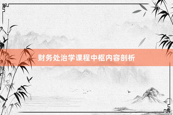 财务处治学课程中枢内容剖析
